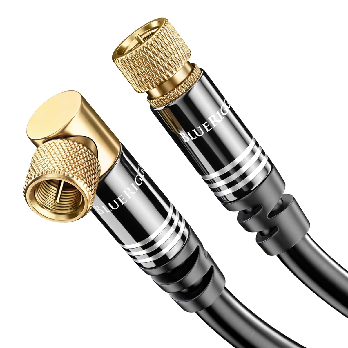 BlueRigger front packaging showing 50FT coax cable and connectors for dependable performance