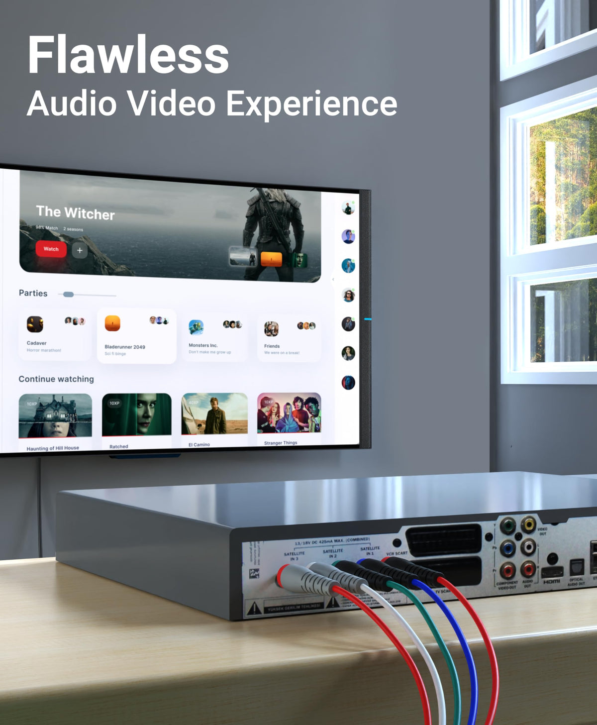 BlueRigger connected to a DVD player demonstrating clear analog video and audio