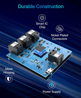 BlueRigger splitting audio from TV to soundbar and receiver for dual listening