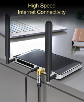 BlueRigger installed behind wall-mounted TV for space-saving, tidy connection