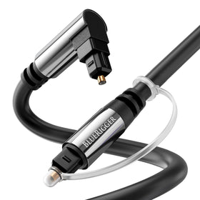 BlueRigger optical audio cable 6ft with 90-degree angle enables tight-space connections and clean routing.