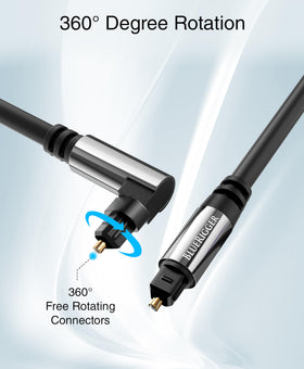 BlueRigger optical cable with 360-degree rotatable head for flexible device placement.