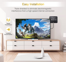 BlueRigger cable connected to HDTV demonstrating sharper picture and steady reception