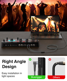 BlueRigger right-angled 3.5mm to 2RCA for easy, case-friendly hookups.