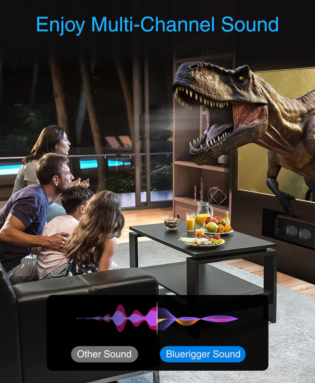 BlueRigger 90-degree optical cable fits tight spaces behind AV equipment.