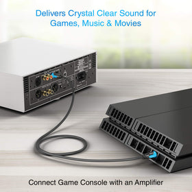 BlueRigger toslink connected to soundbar showing interference-free audio benefit