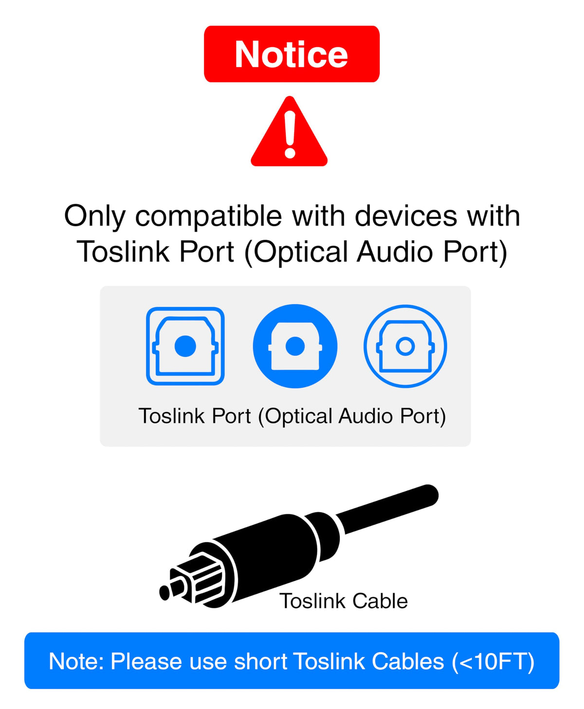 BlueRigger Toslink splitter provides secure, snug connections for reliable audio.