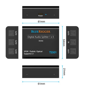 BlueRigger product box with manual showing included power cable and lifetime warranty details