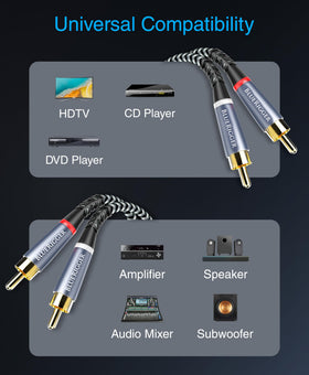BlueRigger RCA cable compatible with HDTV, receivers, and subwoofers