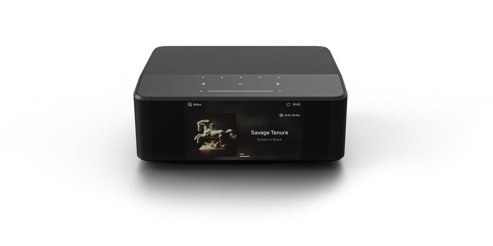 Bluesound Node ICON front panel display for quick control and status feedback.