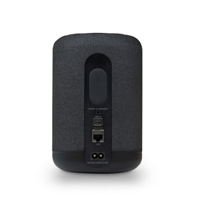 Bluesound Pulse Flex floor stand setup enables flexible living room placement.