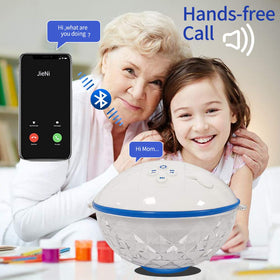 Blufree floating speaker with built-in mic for hands-free calls.