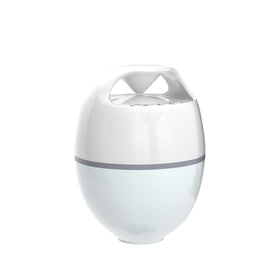 Blufree speaker floating in pool demonstrating IP68 protection and safety