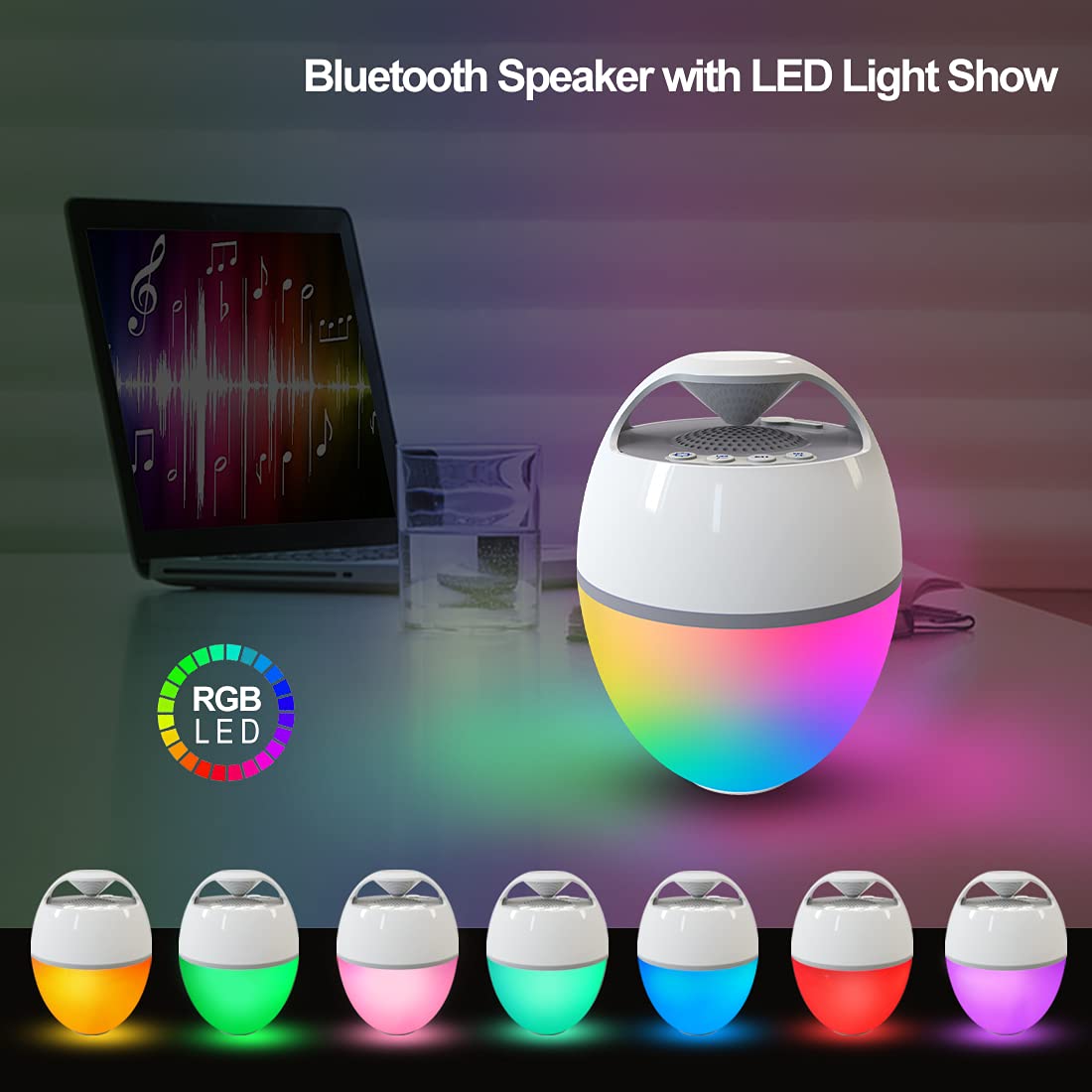 Blufree speaker multicolor LEDs lit for vibrant poolside atmosphere
