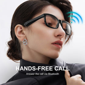 BluKaSa Smart Glasses with photochromic lenses adapting to outdoors.