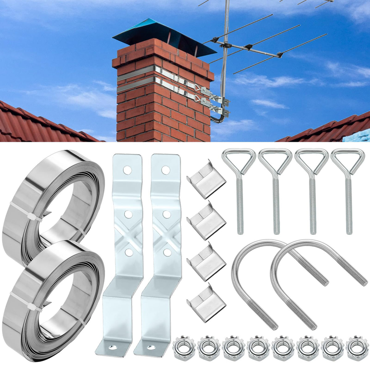 Blulu Z-Type chimney antenna mount brackets for secure outdoor installation