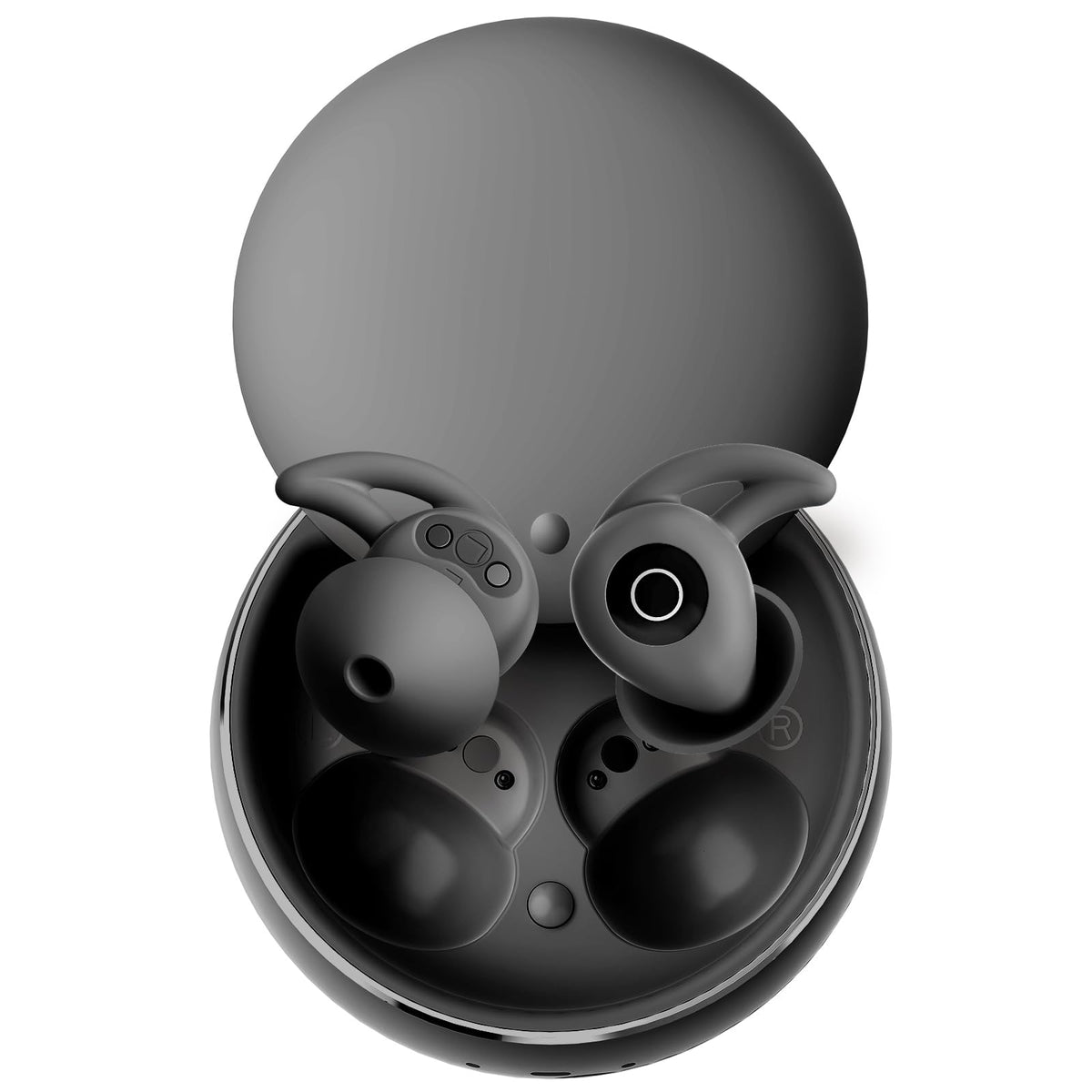 Bluripp front view of earbuds showing slim profile and comfort