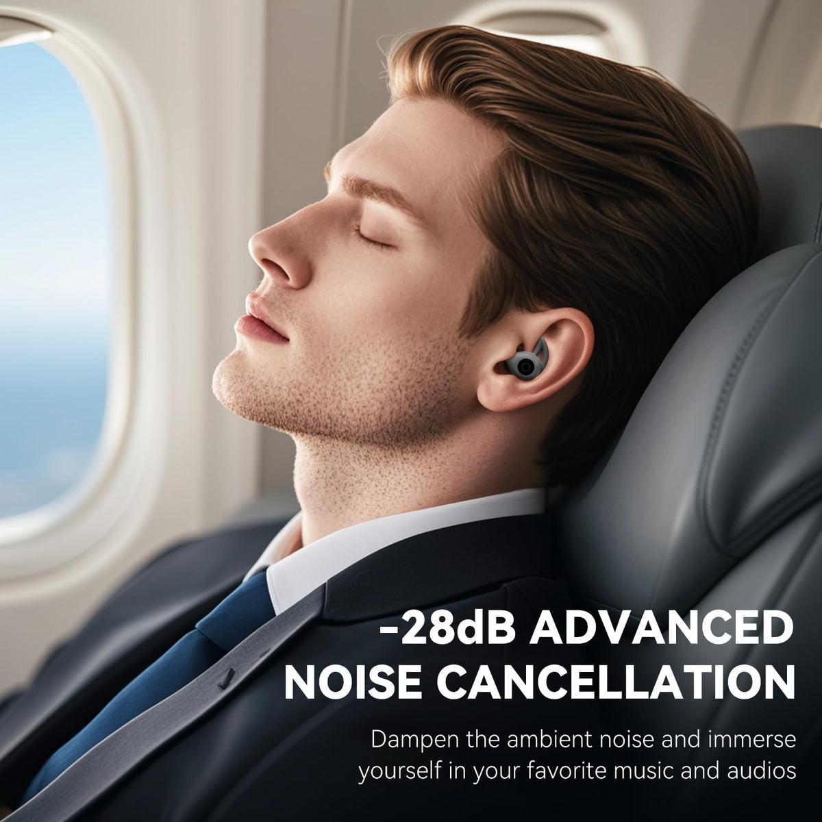 Bluripp earbuds in ear while side sleeping demonstrating low profile