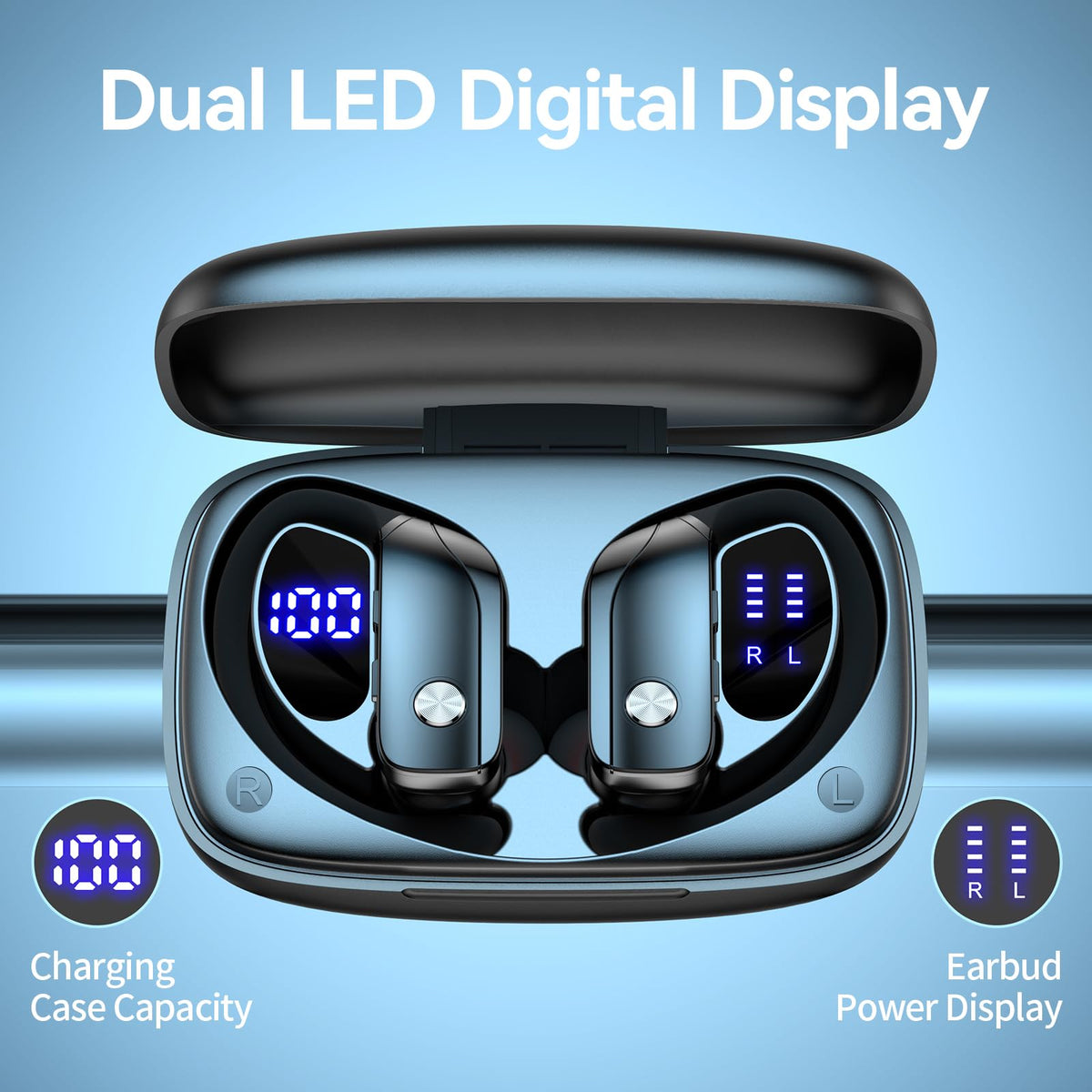 bmani close-up LED display on case indicating remaining battery level