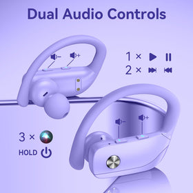 bmani earbud worn with over-ear hook, ensures secure fit during activity