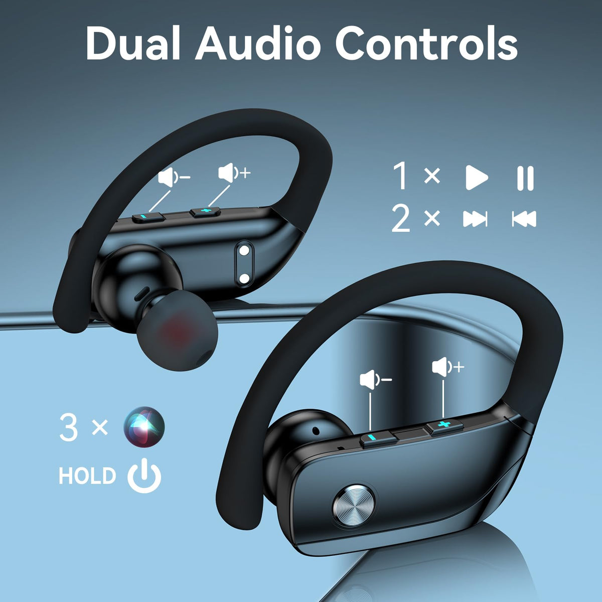 bmani earbuds in ear during running demonstrating stable sport use