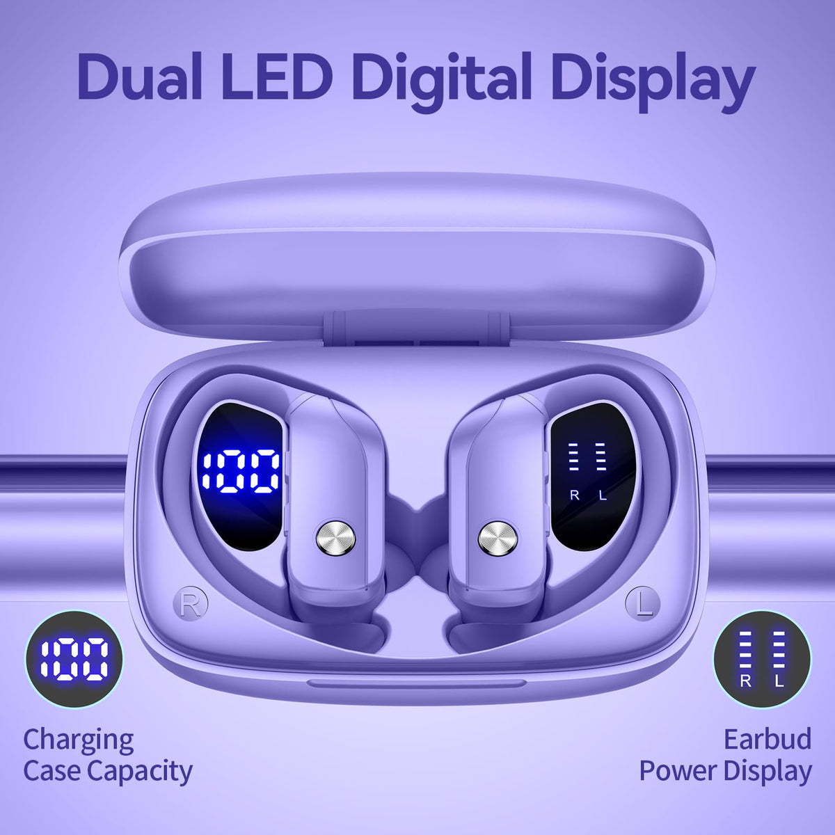 bmani charging case LED display visible, shows remaining battery clearly