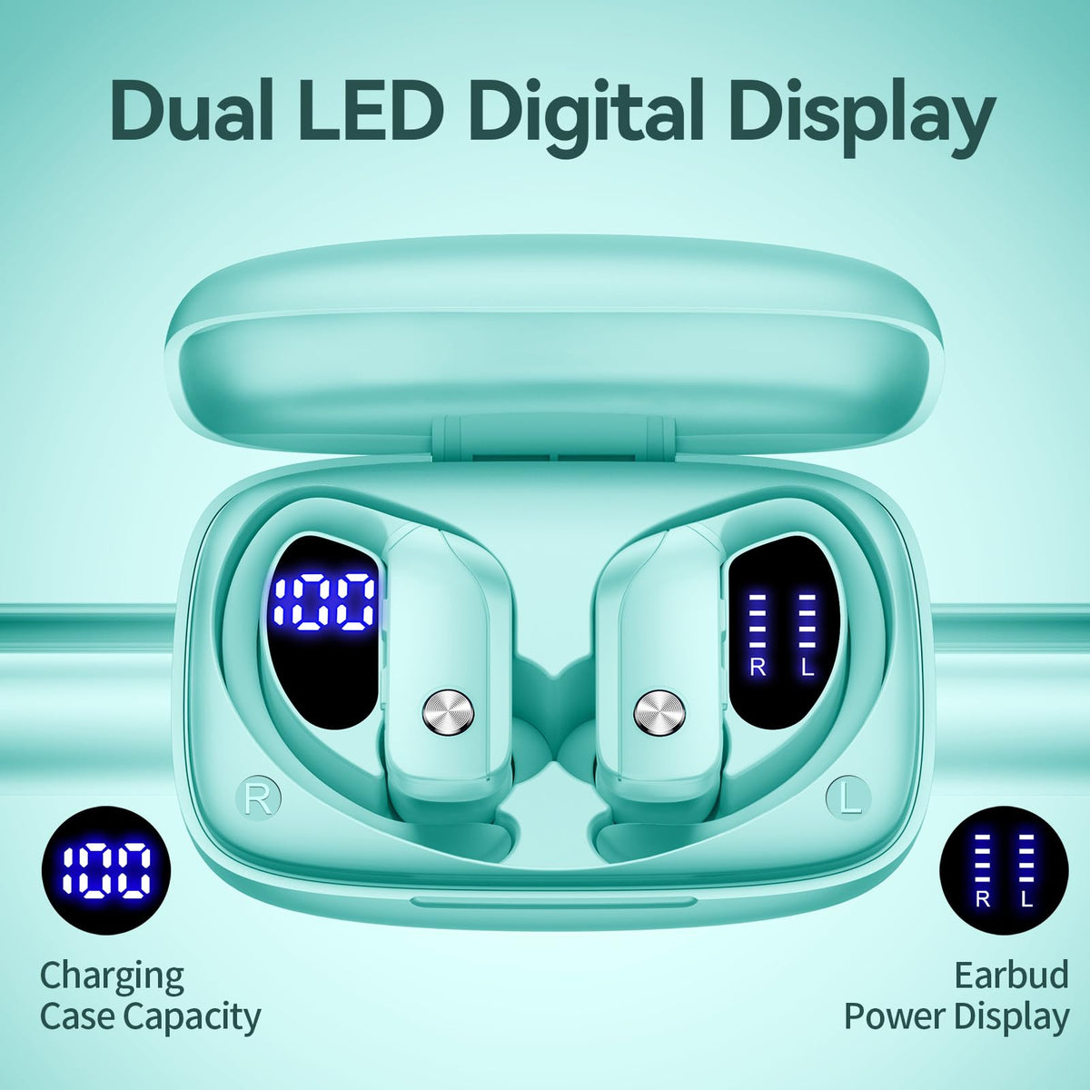 bmani LED display charging case with battery readout for extended playtime