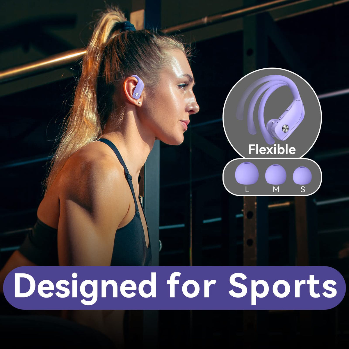 bmani earbuds and case beside smartphone, shows compact travel scale