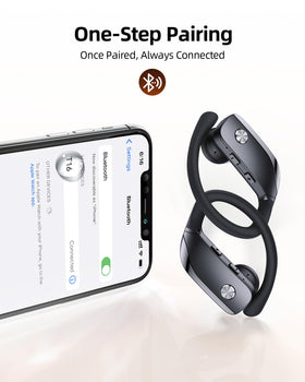 bmanl earbud worn with ear hook during exercise ensuring secure fit