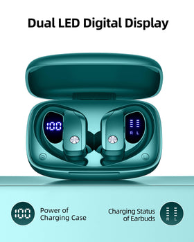 bmanl charging case LED display showing battery levels for convenient power checks