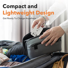 Compact travel-friendly size fits suitcase or hotel desk setup
