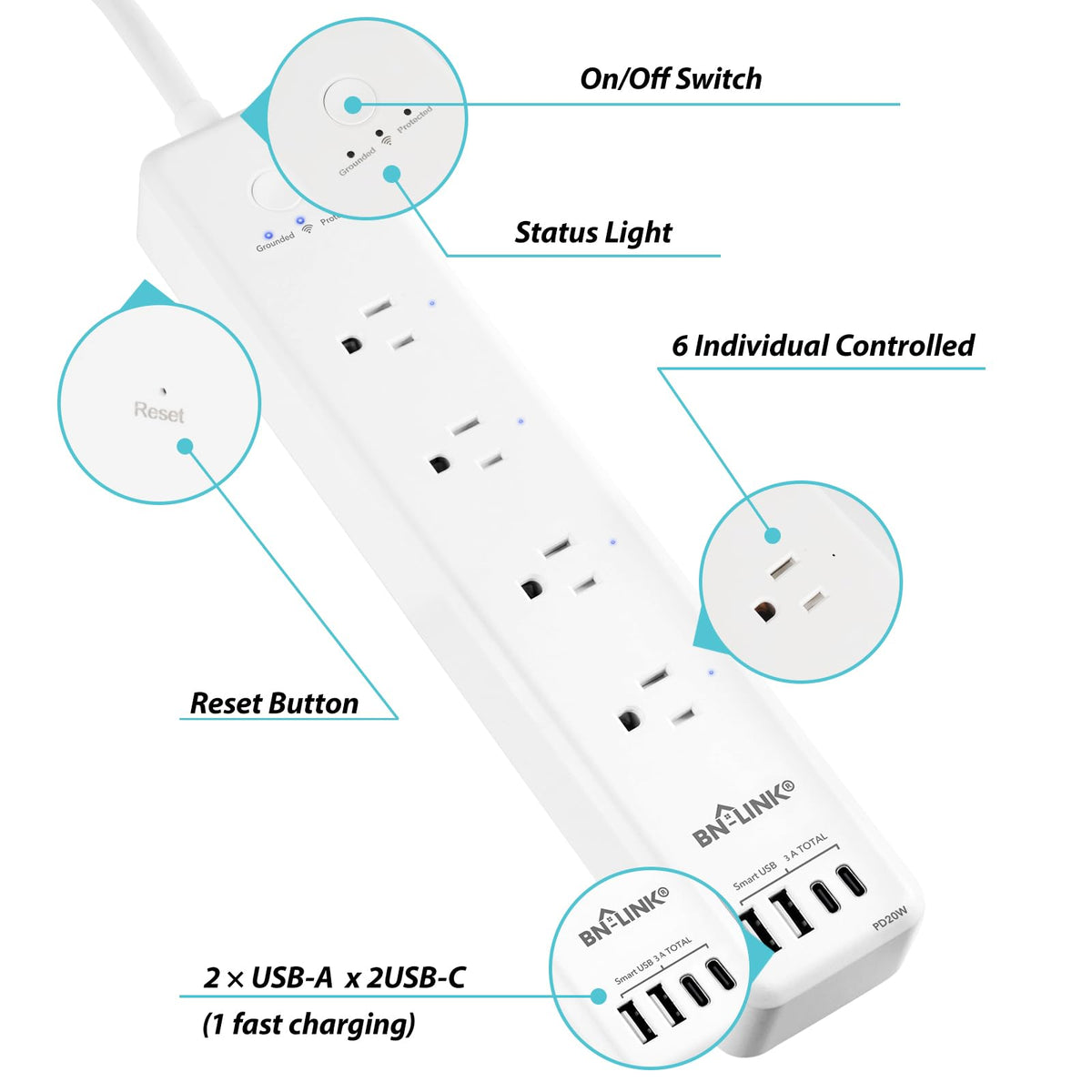 BN-LINK 1200-joule surge protection safeguards connected gear during spikes