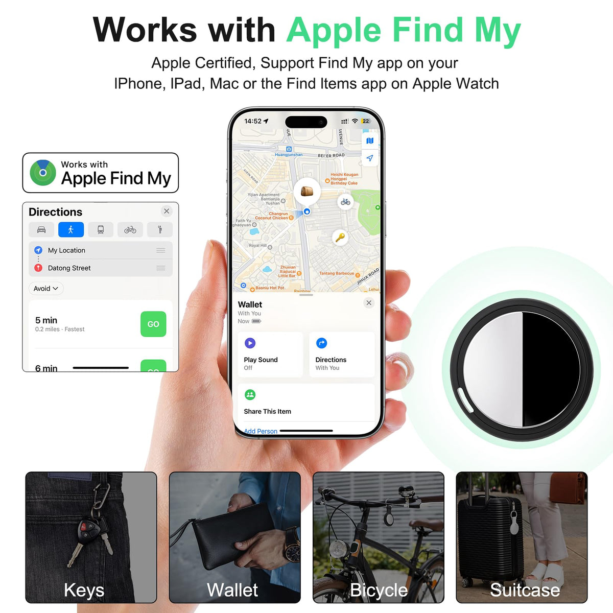 Bnlei Air Tracker Tag on wallet helps locate essentials with Find My.