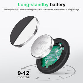 Bnlei tracker next to coin showing scale and portability