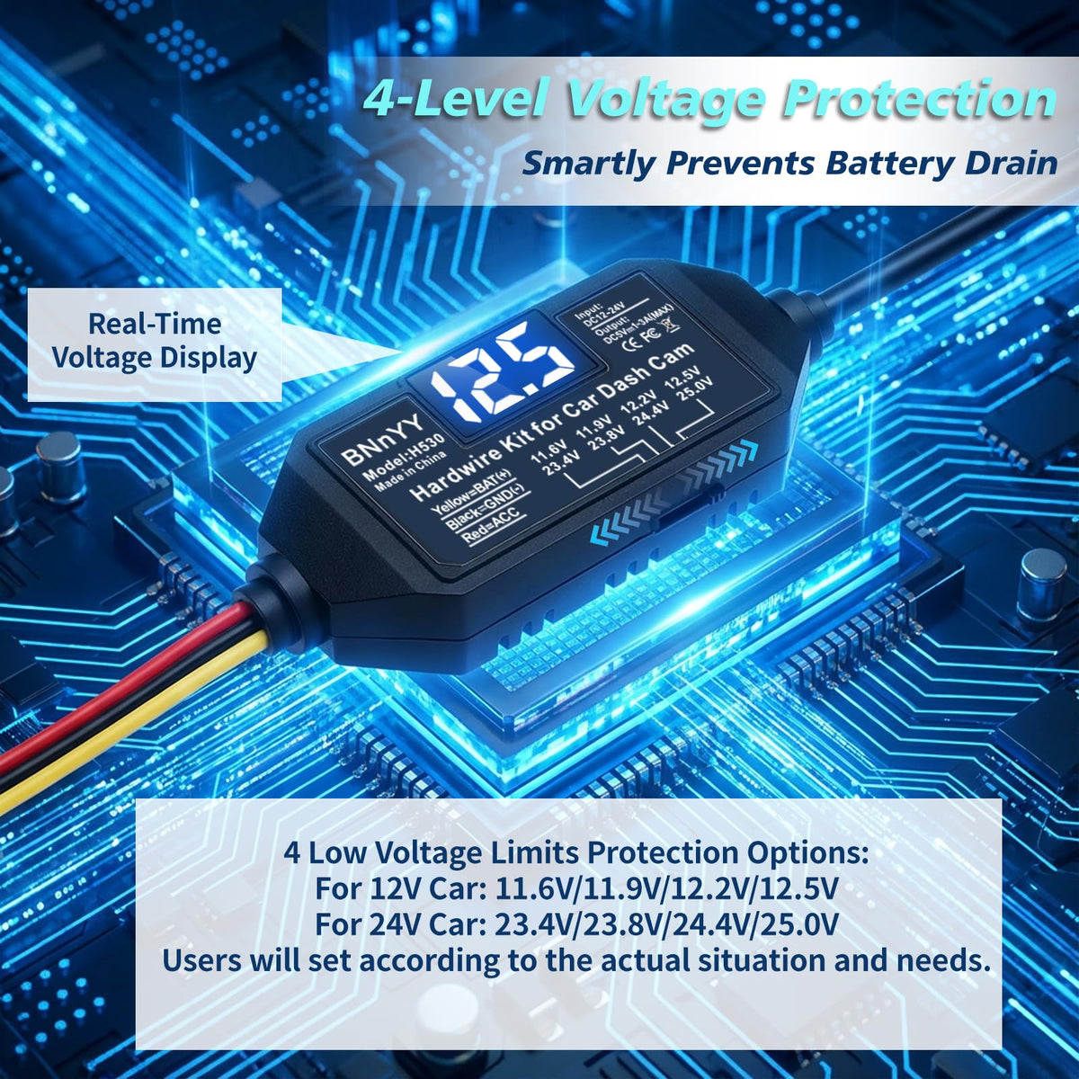 BNnYY four-level low voltage protection helps protect your vehicle battery during parking