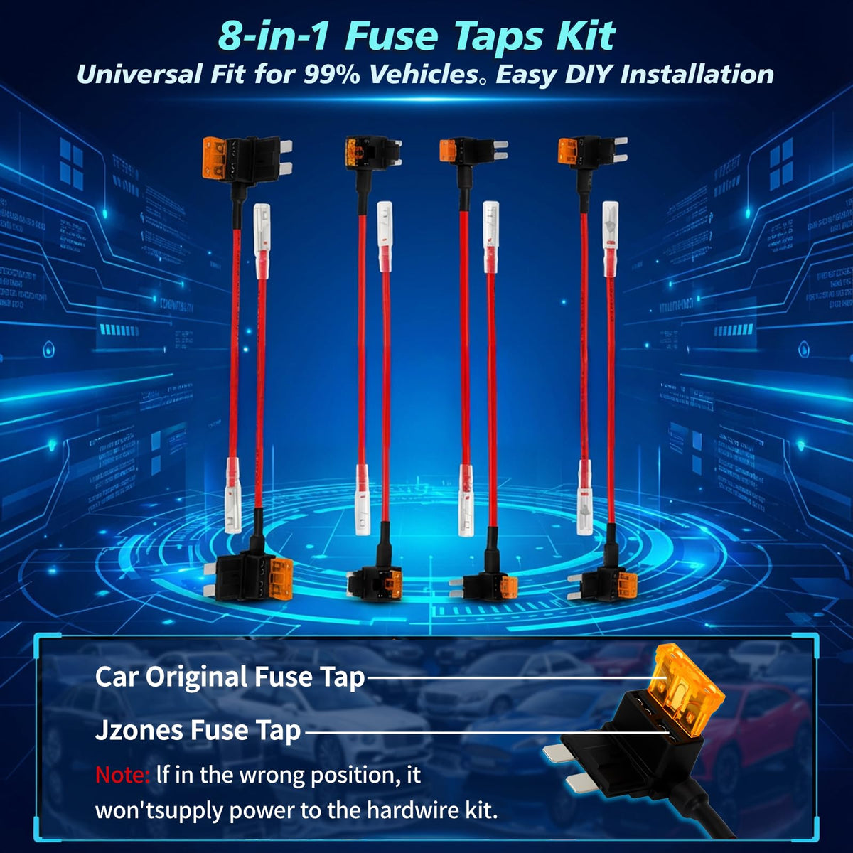BNnYY kit includes eight fuse taps for broad vehicle compatibility