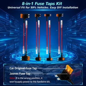 BNnYY kit includes eight fuse taps for broad vehicle compatibility