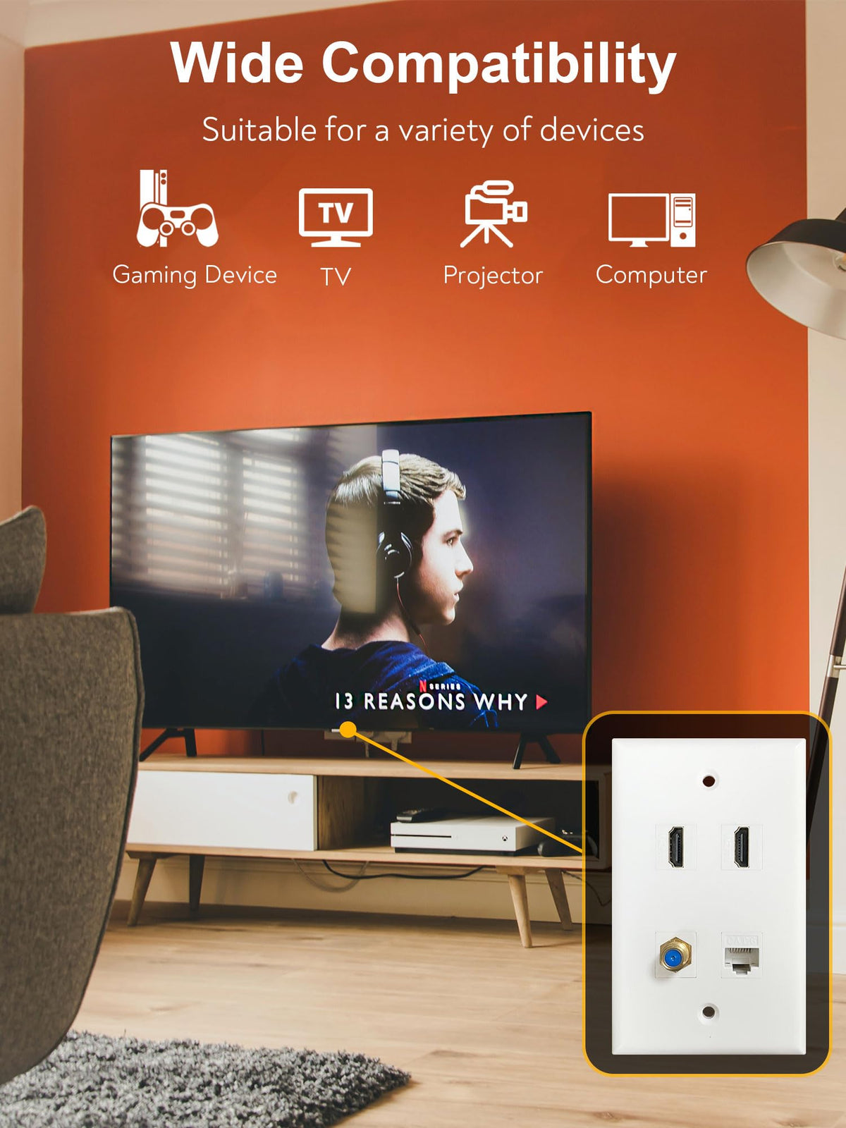 BNPUHIU 4K HDMI keystone enables crisp video pass-through.