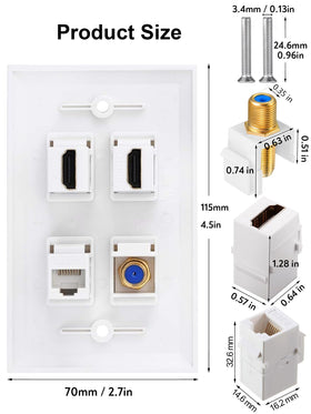 BNPUHIU coax keystone supports standard RG6 connections.