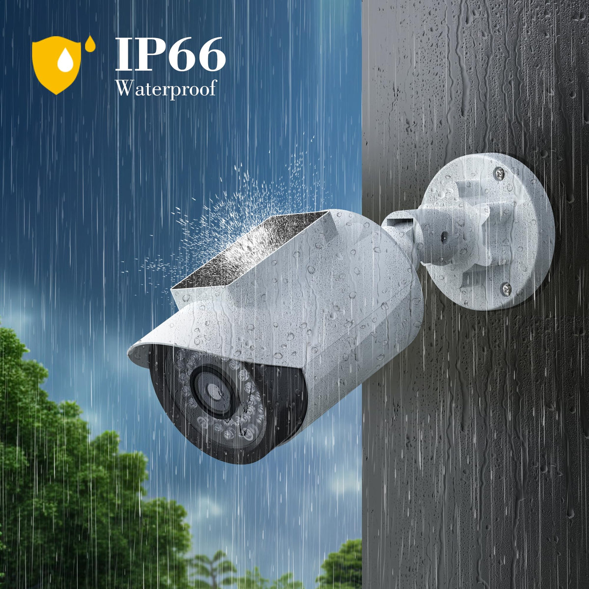 BNT camera with security warning sticker increasing perceived protection and noticeability