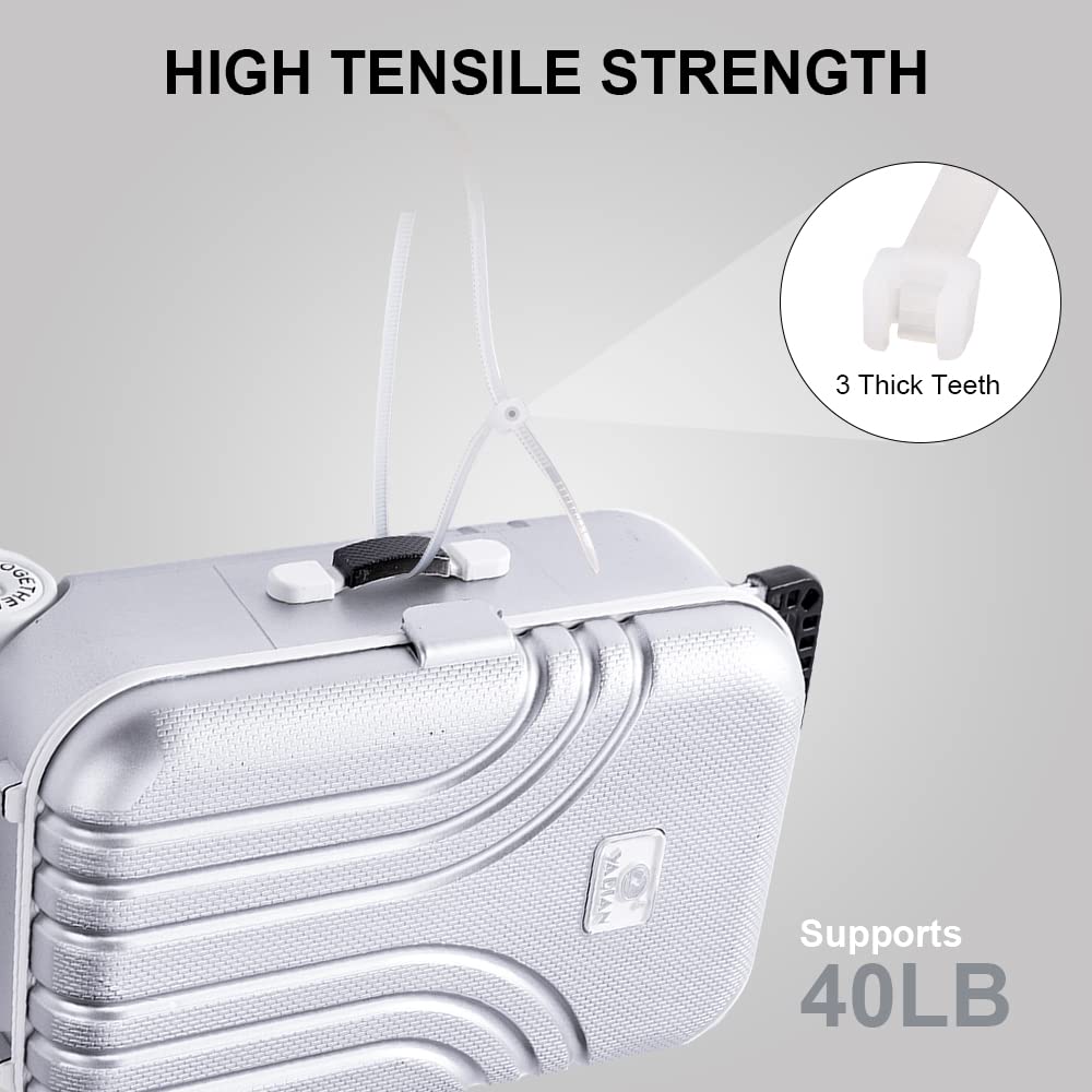 Boacua self-locking white zip ties secure bundles over time