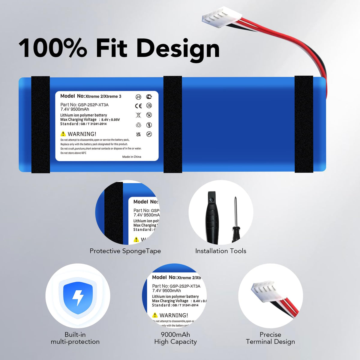 Durable BOANV replacement battery delivering reliable power for JBL Xtreme.