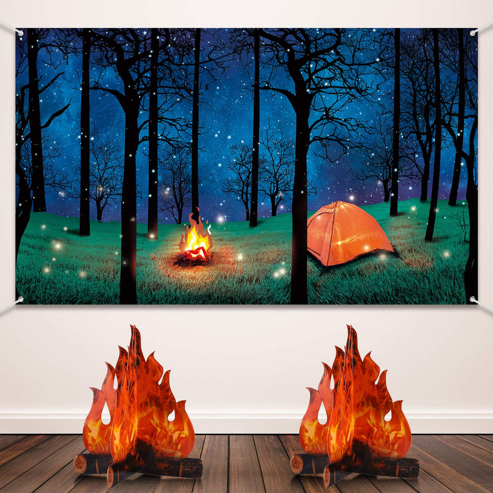Boao forest backdrop front view creating immersive campsite photos and event focal point