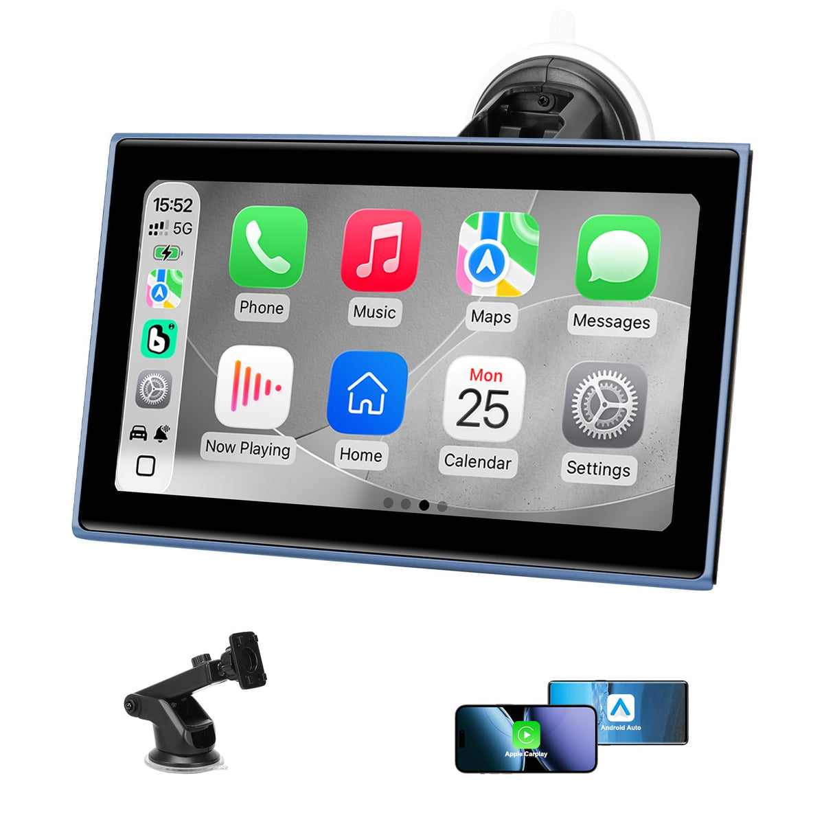 BOAODIFSH 7-inch portable wireless CarPlay screen enables hands-free navigation.