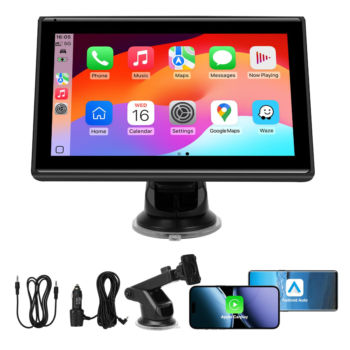 BOAODIFSH front view of 7-inch screen showing clear icons and easy controls for quick setup