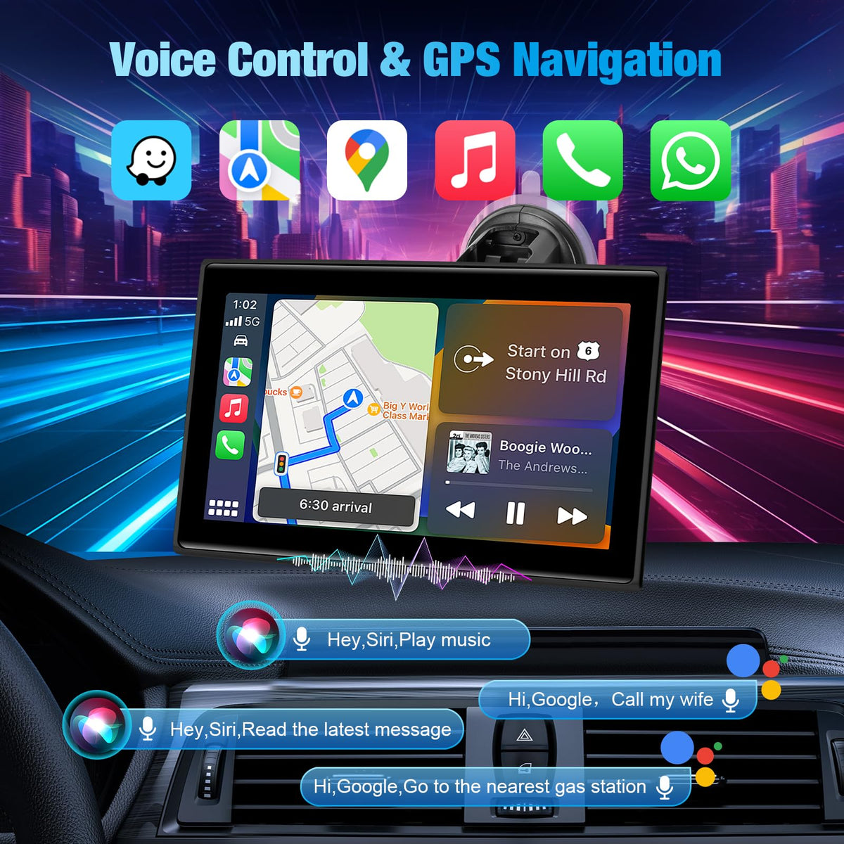 BOAODIFSH mounted on dashboard with adjustable arm demonstrating secure angled viewing