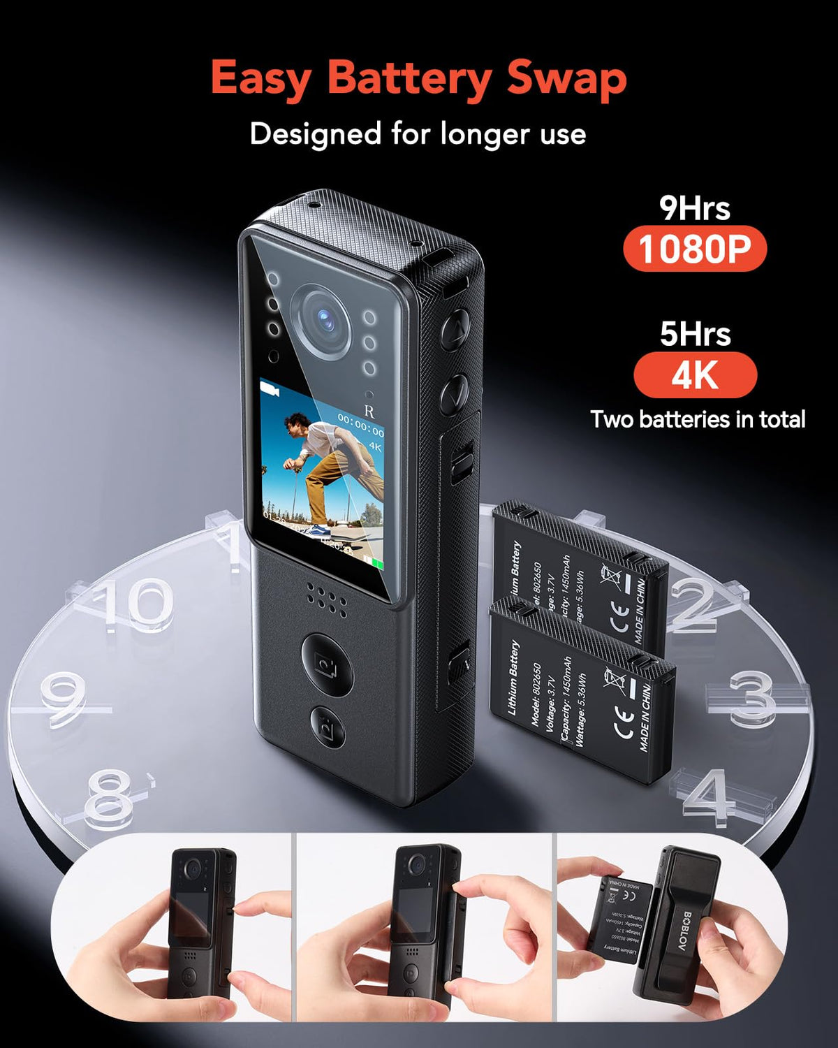 BOBLOV A29 charging dock keeping batteries ready for swaps