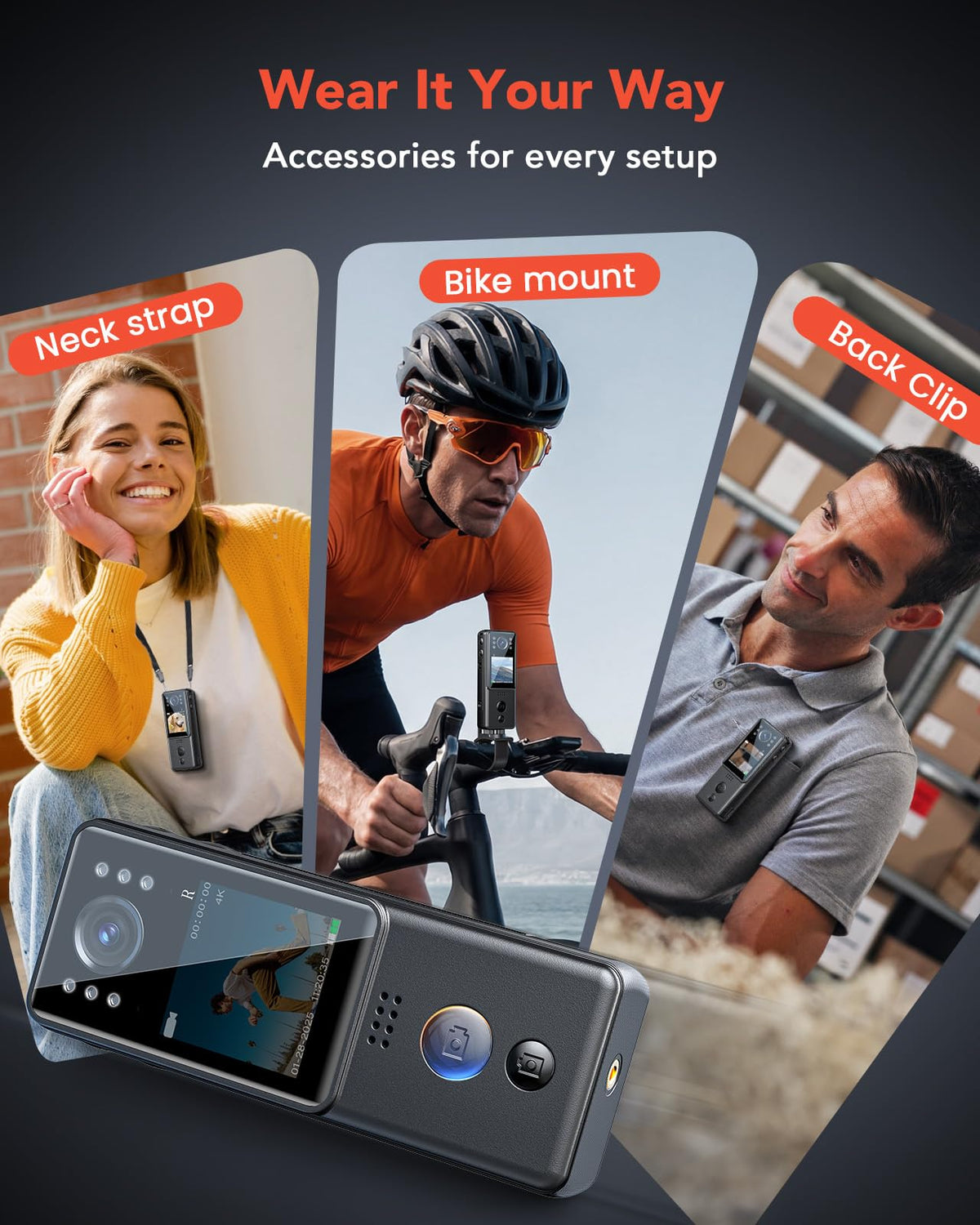 BOBLOV A29 wearable options with belt clip and lanyard