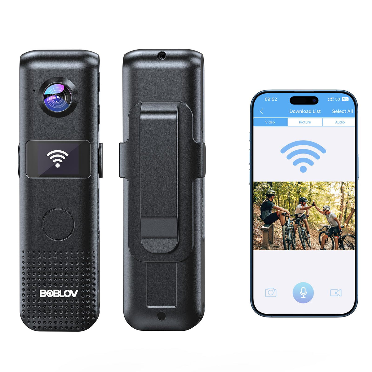 BOBLOV C18 front button enables instant recording in emergencies.