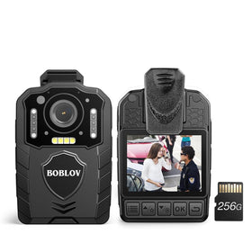 Boblov KJ25 body camera front view for clear 1080p recording on the go.